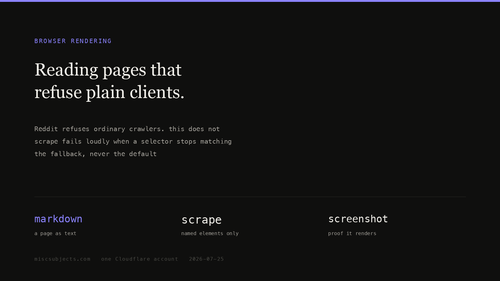 Browser Rendering is an evidence adapter, not a better fetch()