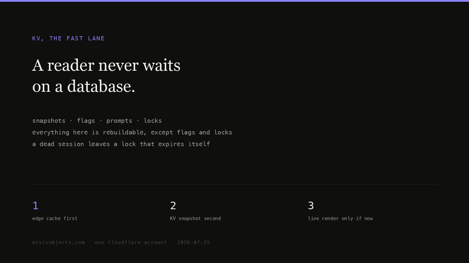 Workers KV makes reads fast by making writes slow and consistency optional